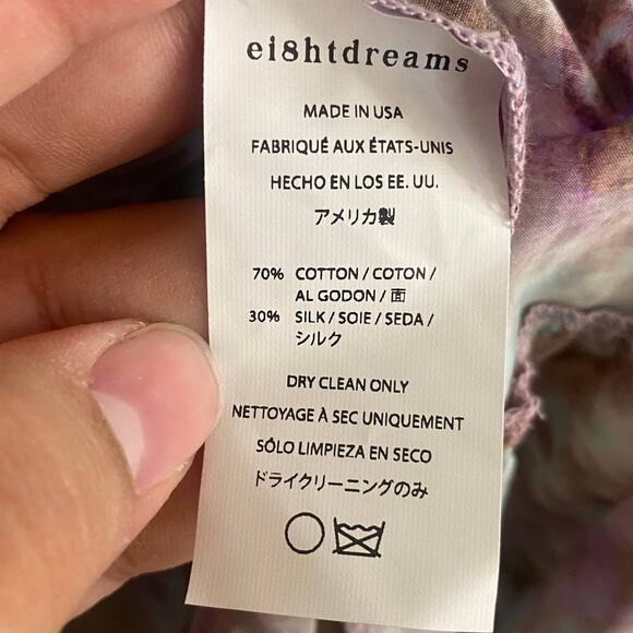 Ei8ht Dreams Tie Dye Venice Gathered Mini Dress Green Purple Size Small - Picture 6 of 6